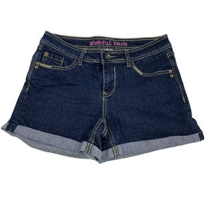 Wishful Park Jean‎ Shorts Junior 7 Dark Wash Roll Up Stretch Jorts Pockets